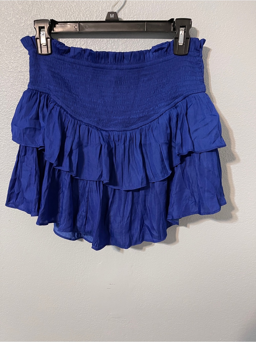 ee:some Blue Smocked Ruffle Mini Skort Womens Tiered High Waist Boho Medium